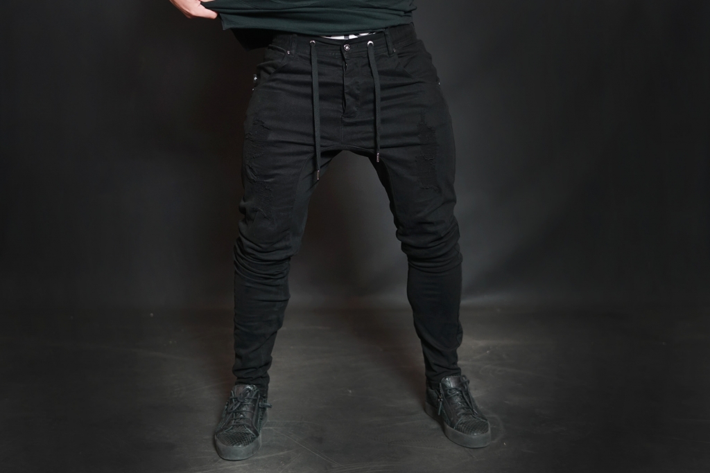 Mish Black Distressed Denim Joggers