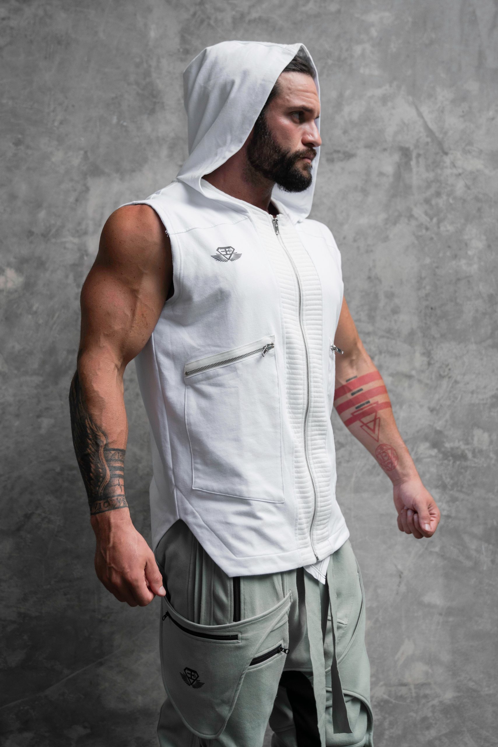 ATLANTIS Sleeveless Hoodie - WHITE