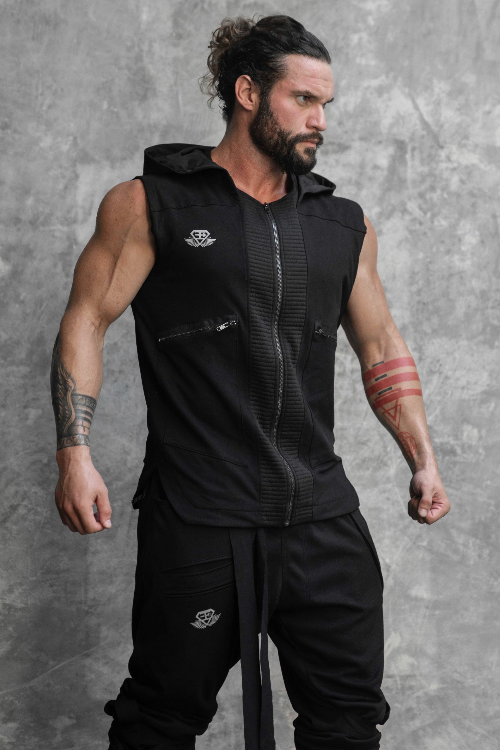 ATLANTIS Sleeveless Hoodie - BLACK - Engineered Life